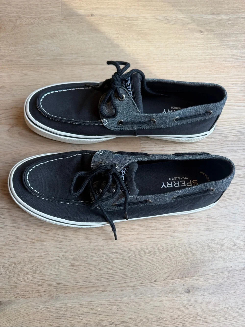 Sperry Two-Tone Black and Charcoal Canvas Boat Shoes